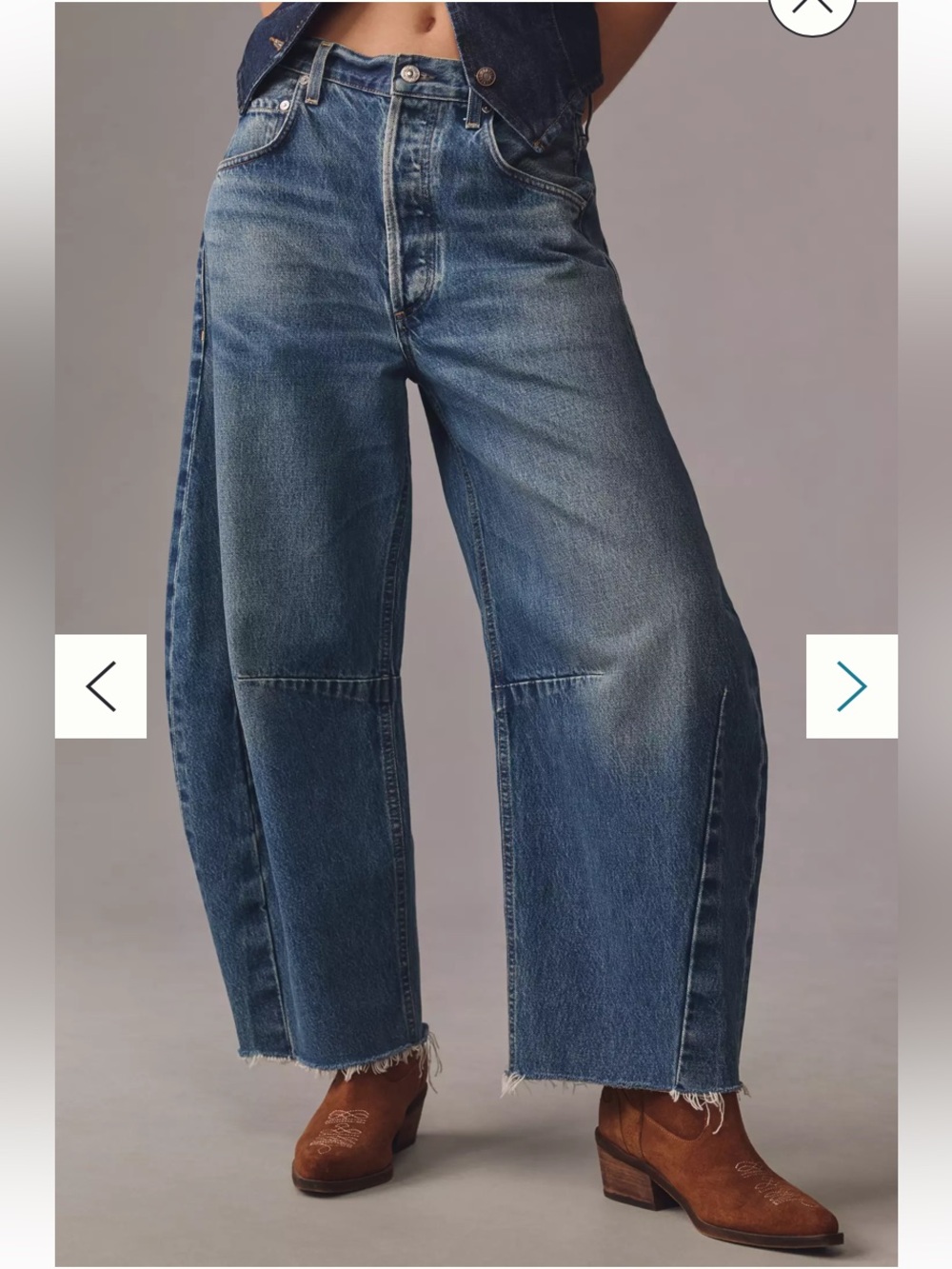 New Citizens of Humanity Horseshoe Wide Leg Barrel High Rise Blue Denim Jeans 28